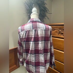 St. John's Bay Plaid Button Down Shirt - Red and White